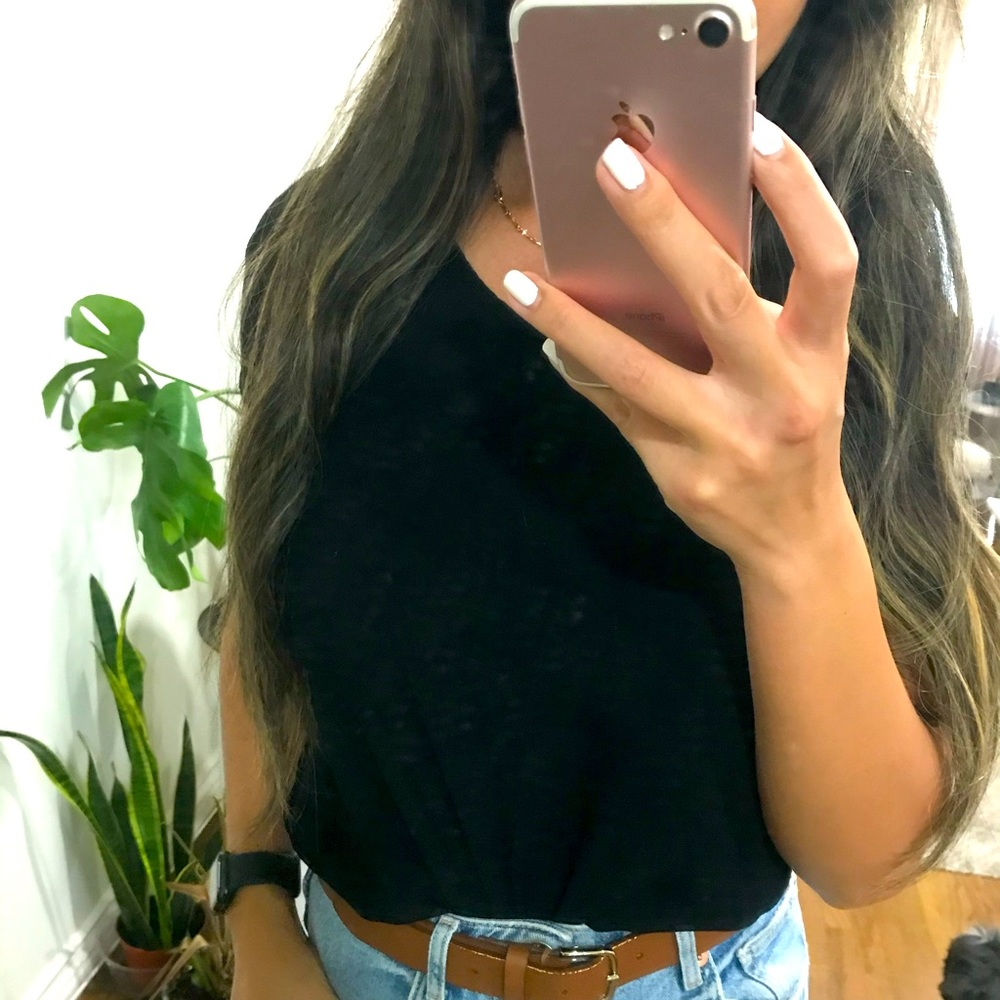 Casual Black top with pocket